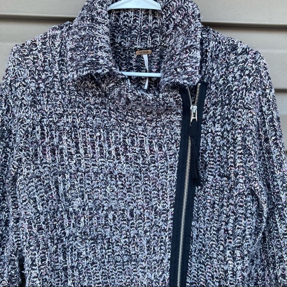 Free People Asymetical Xip Moto Sweater Jacket - Picture 7 of 8